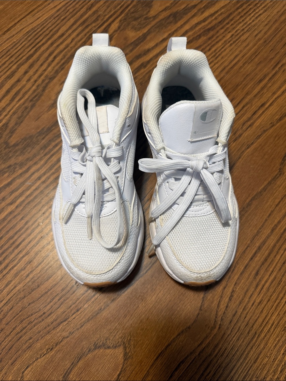 Champion Kids White Mesh & Leather Sneakers